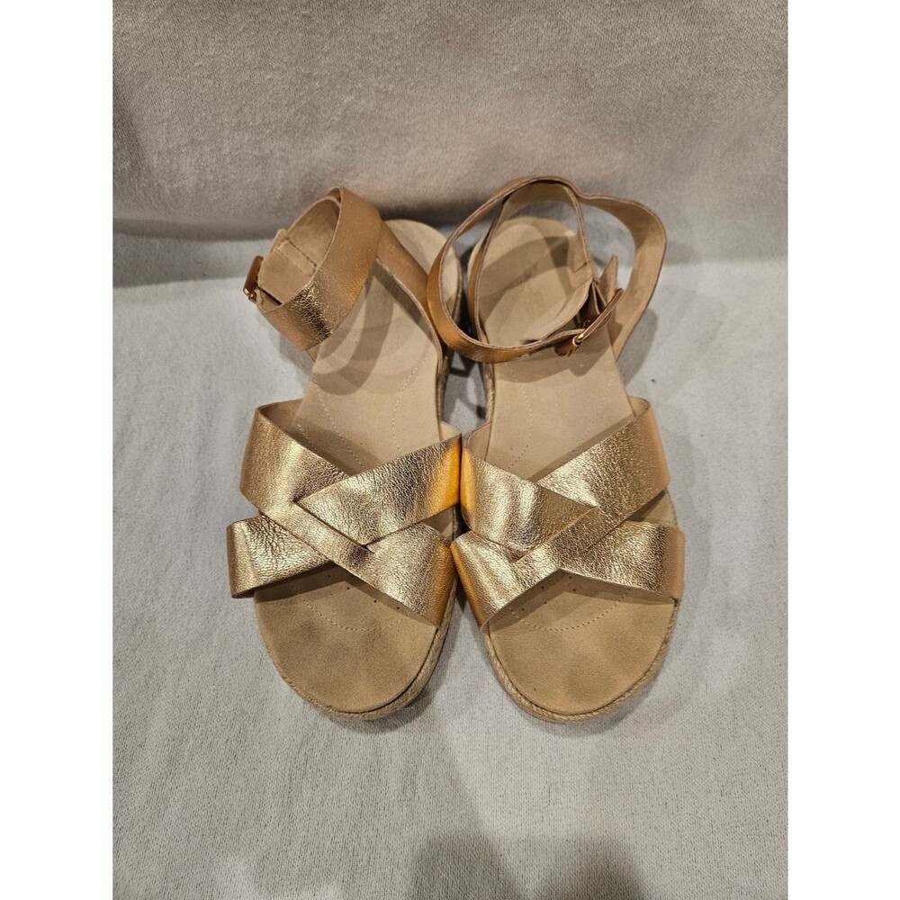 CLARKS Botanic Poppy Leather Sandals Rose Gold 9.5 - Picture 3 of 9